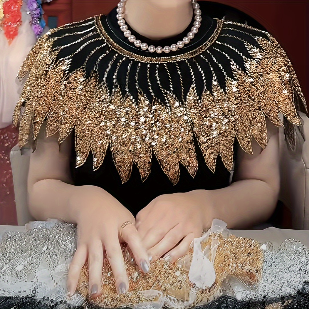 new shawl for women a versatile short cape with sequins a thin and shiny small jacket a european and american shiny small cape a thin and versatile small shoulder pad studded pearl dress shawl details 3