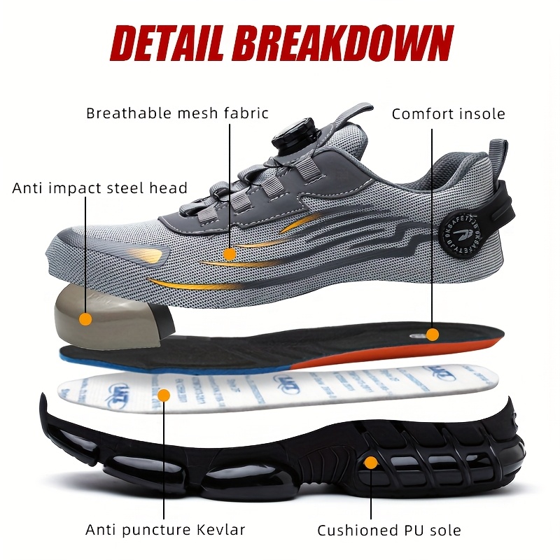 mens heavy duty impact resistant steel toe work boots with anti slip traction   heavy duty construction impact resistant sole cushioned insole durable fabric upper for long hours industrial construction construction footwear details 0