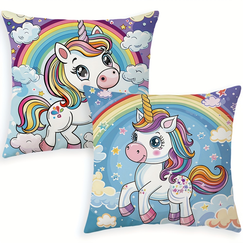 

2pcs Unicorn & , 18x18 - Decor , Zip , Polyester For Sofa, , And Use