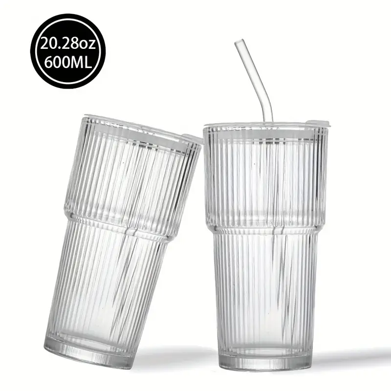20 28oz glass coffee mug with lid and straw 600ml multipurpose insulated reusable glass cup hand wash only ideal for home 1pc Product details 0