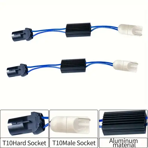 Universal Pigtail Wire Harness - Female Socket For W5W T10 Side Marker Lights, 2-Pack