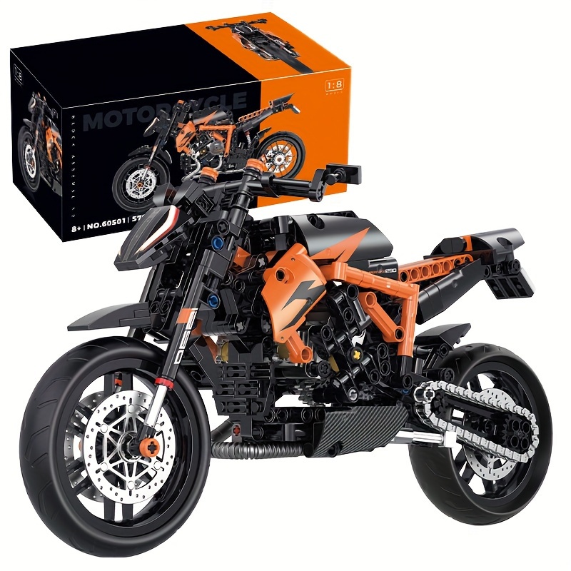 

Technic Bricks Motorcycle Building Block Set - 579pcs 1:8 Scale Orange Model Kit For Ages 8-12, Abs Material, Push Operation Mode - Ideal Gift For Thanksgiving, Halloween, Christmas, New Year