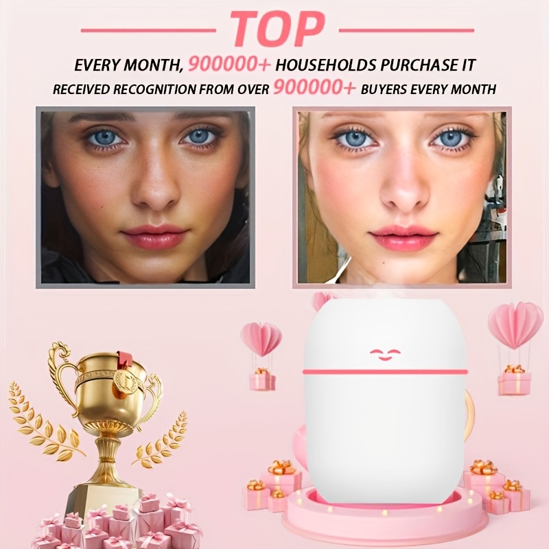 AromaCare USB Facial Steamer Humidifier with Ultrasonic Mist, Intelligent Power-Off, Strong Atomization, Delicate Spray for Dry & Oily Skin, Bedroom, Living Room, Desk, Car - Valentine'S Day, Mother'S Day Gift