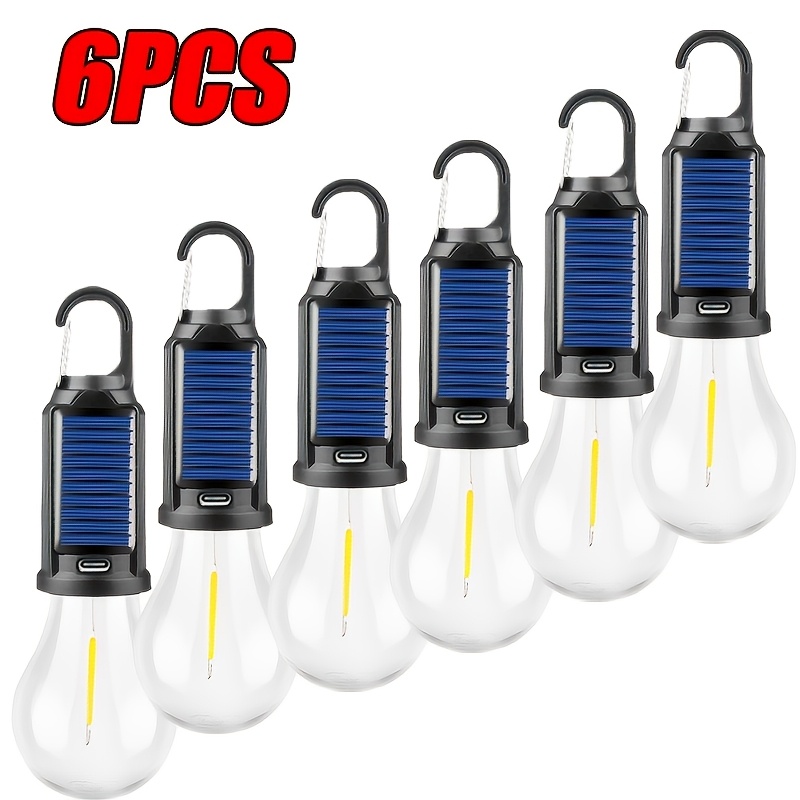 TEMU 1/6/10 Pack Led Solar Camping Lights | Usb Rechargeable Tent Lamp With Hook | Perfect For Valentine's Day/thanksgiving/christmas/new Year |