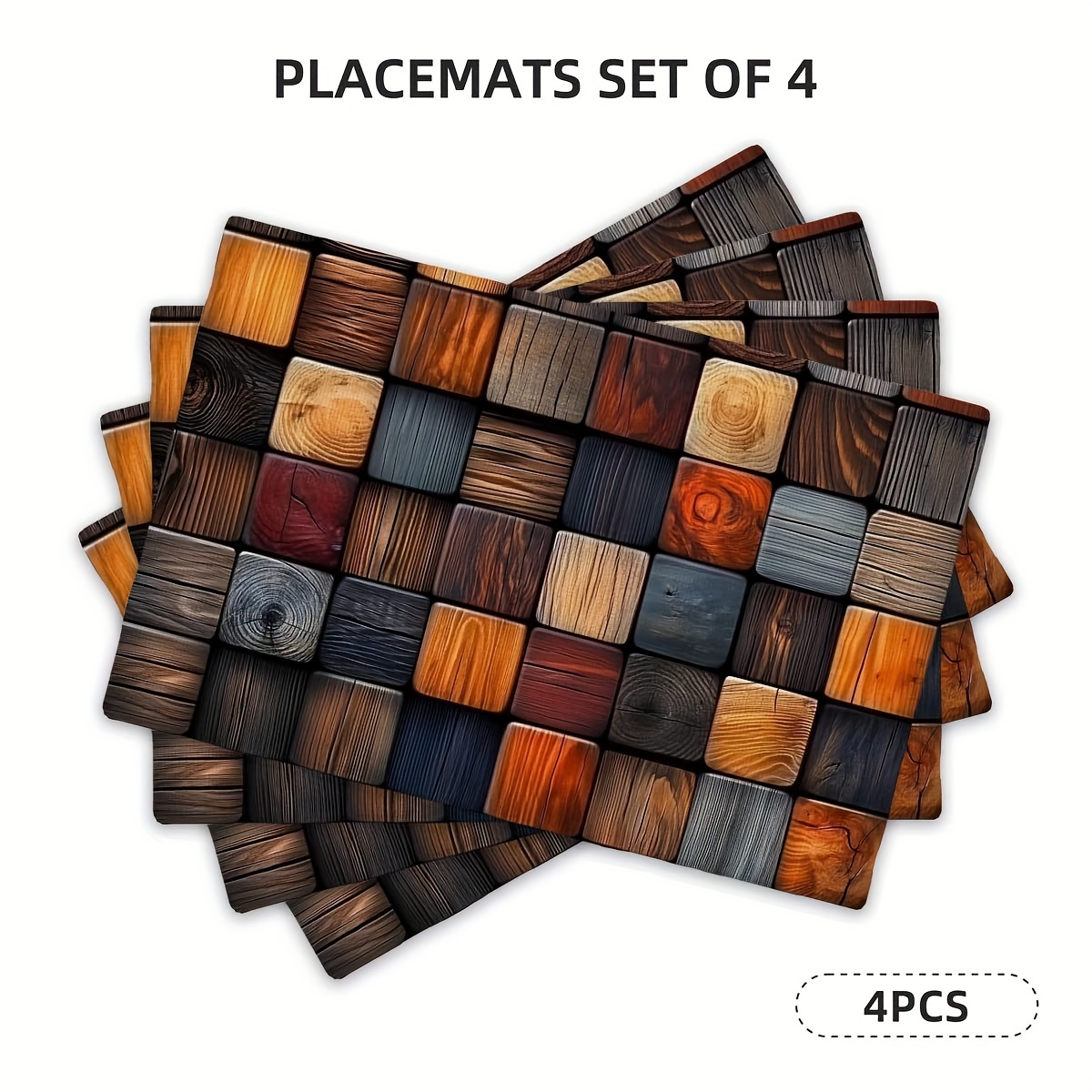 4/6pcs Table Mat Set, Vintage Oil Painting Popular Home Placemats, Festive Seasonal Country Style Washable Table Mats