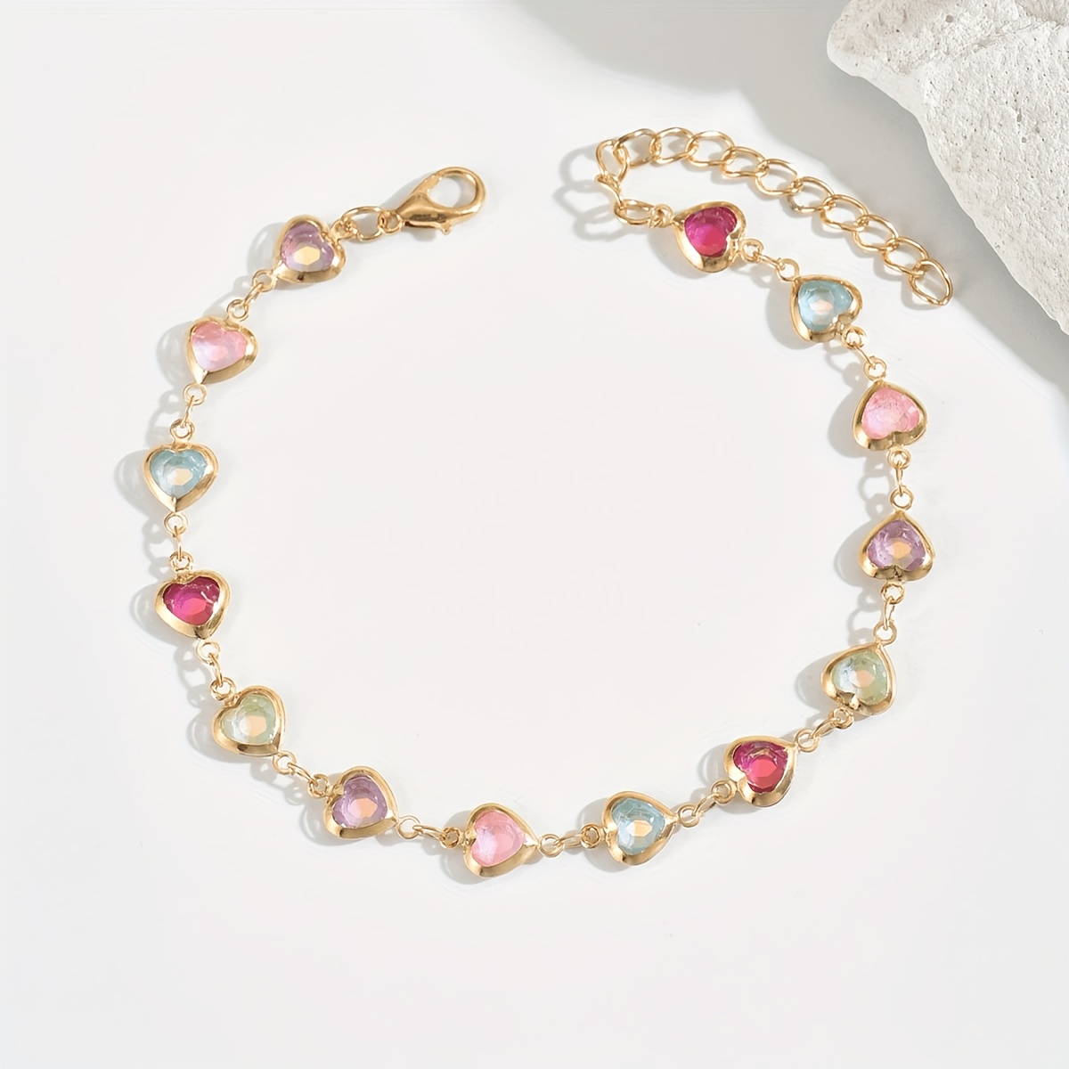 TEMU Pulsera de acero inoxidable dorado, simple, diaria y de amor a