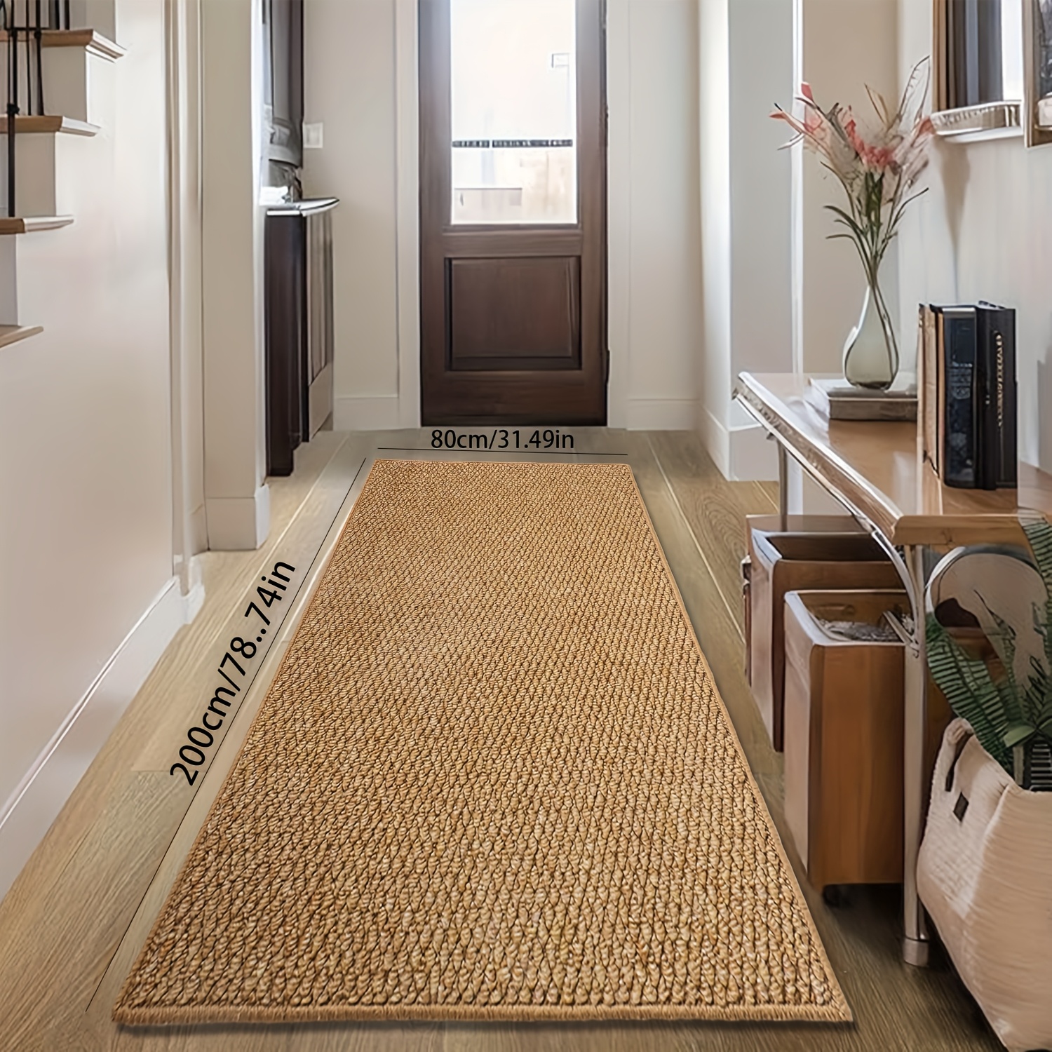 Image of A Jute-look Rug - A Must-have For Ambiance In Bedrooms And Living Rooms. Features A Modern Minimalist Brown Pineapple Pattern Texture. Suitable For , , And As A Doormat. Ideal For , Bedroom Doorways