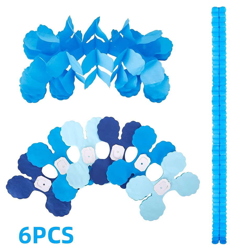 TEMU 6pcs Of Clover Garlands, Party Blue Paper Napkin Hanging Garlands, Decorative Ribbon Garlands For Parties, Suitable For Bachelorette Parties,