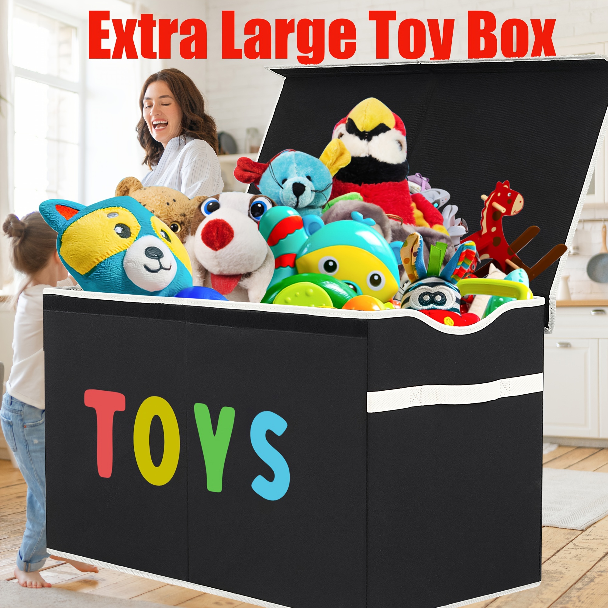 

120l Extra Large Toy Box, Collapsible Sturdy Kids Toy Chest For Boys, Girls, Kids, Toy Storage Organizer Toddler Storage Bins With Lids, Toy Box Basket For Living Room, Bedroom, Nursery