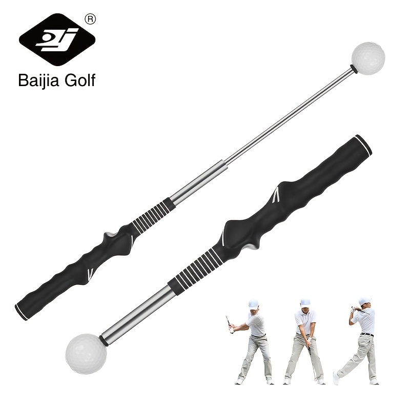 

Stainless Steel Golf Swing Trainer With Rebound , Black, For Strength Training, Training Aid For Beginners And Golfers