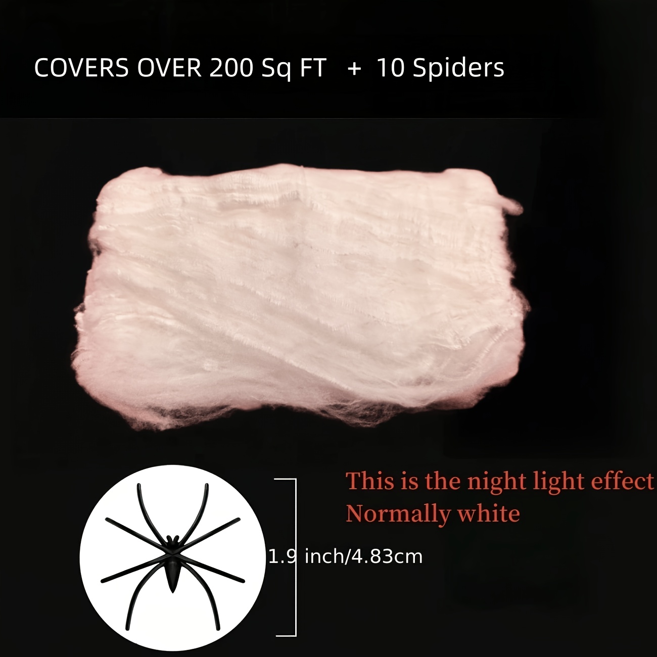 Image of Halloween Glow Web (with 10pcs Fake ), Suitable For Indoor/ Haunted House And Decoration. , Professional Party Decoration Supplies. Horror Scene Prop Set, Large Coverage Area, Halloween Decor