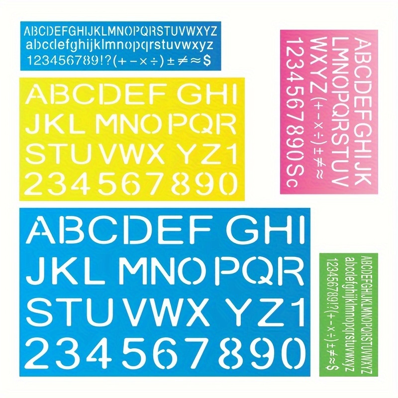 

5pcs Alphabet & Number Stencil Set For Diy Crafts And Office Supplies - Plastic