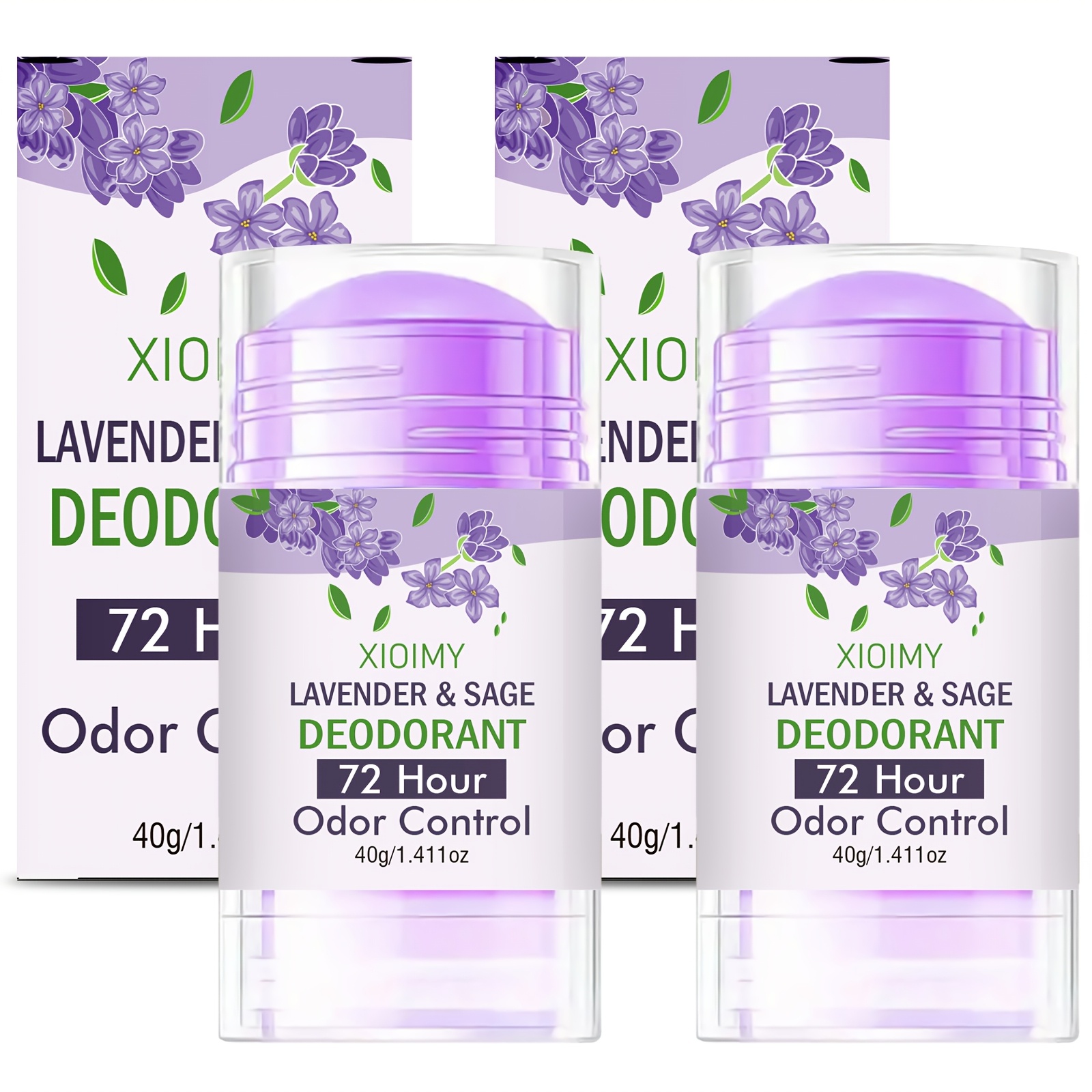 Image of 2pcs Lavender And Sage Deodorizer, 72 Hour Fresh Body Odor, Fragrance, Body Deodorizer, Long-lasting Fragrance, Suitable For Underarms, Body, Private Parts, Body Odor, Odor, Vegan Deodorizer