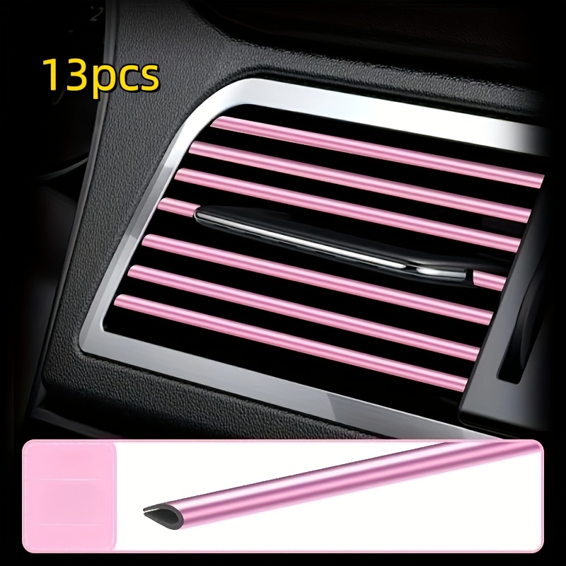 TEMU A Set Of 13 Car Interior Additions, Including 7.7-inch U-shaped Decorative Strips For Air Conditioning Vents, Door Edge Protectors, And Other