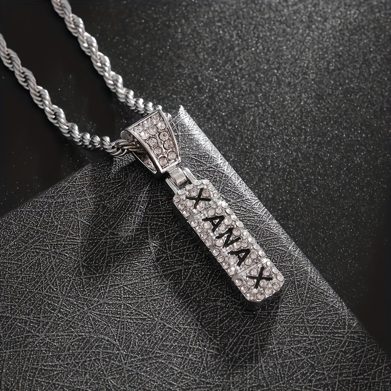 1pc Exquisite Ice Letter Necklace Sparkling Cubic Synthetic Zirconia Necklace Hip Hop Jewelry Gift Unisex