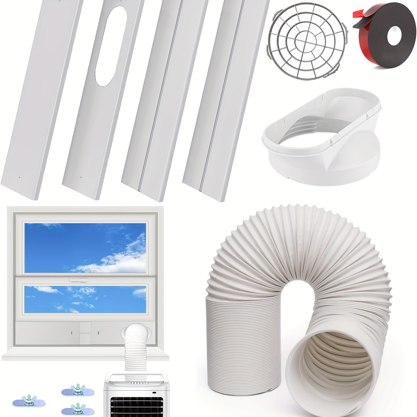 Tragbarer Klimaanlagen-Filter – Elektrostatischer Baumwollfilter, 200 X 100 Cm, Mit Montageband