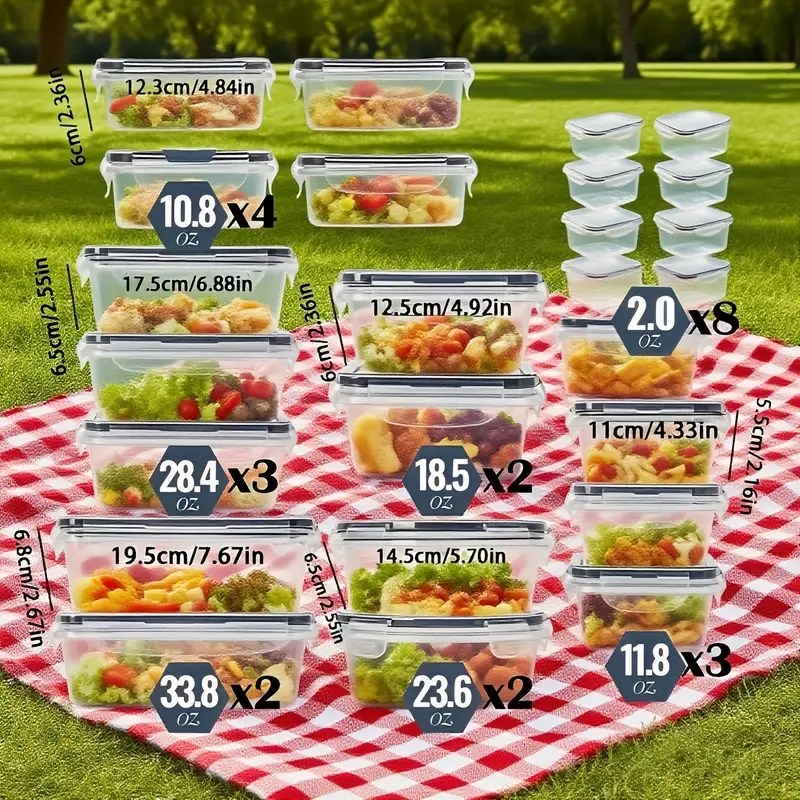 24pcs 12pcs box 12pcs lid glass food storage container 48pcs plastic storage container lunch box food storage with lid suitable for pre preparation kitchen storage lunch use leak proof sealed glass and plastic containers Product details 1