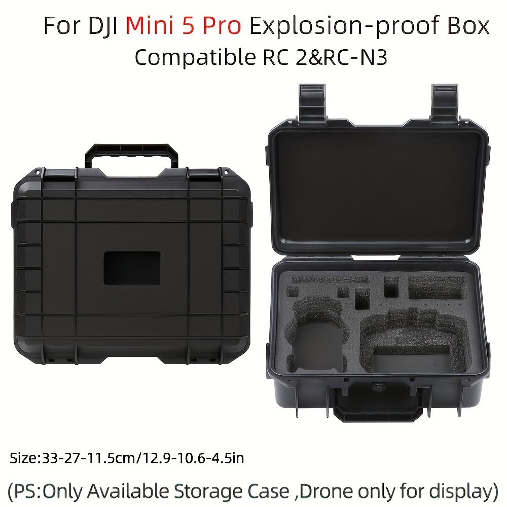 TEMU For 5 Pro Set Rc 2 / Rc-n3 Compatible Hard Shell Protective Case, Protective, Shockproof, Dustproof, With Shoulder Strap For Easy Drone Storage