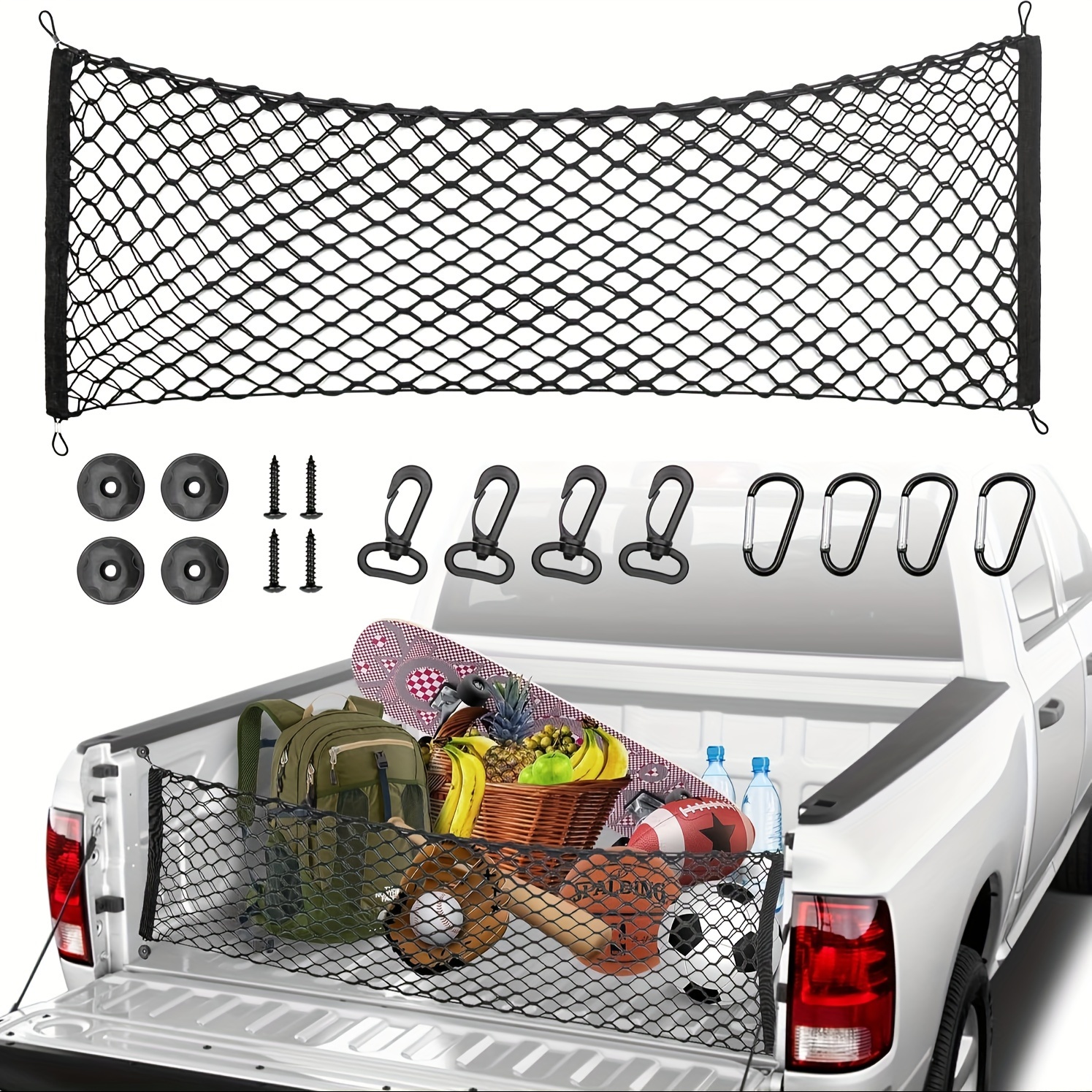 

Fit Double-layer For Pickup Trucks & Suvs - 50x18" Mesh Storage Bag, Nylon Interior Accessory