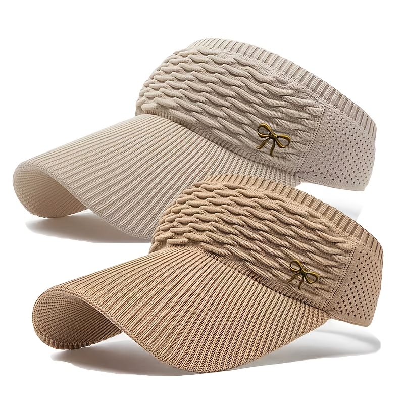 TEMU 2pcs Color Options Women's Logo Visor - Lightweight Breathable Hook & Loop Elastic Hat Suitable For Outdoor Sports, Cycling, Mardi Gras Parties,