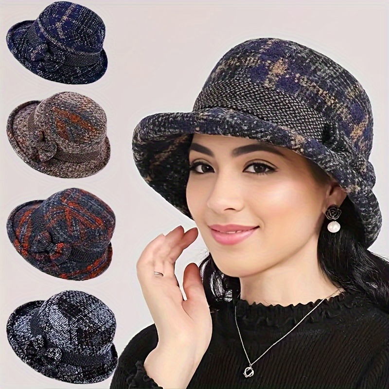 

Knit Winter Hat For Women, Striped Pattern, Closure, Lightweight Design