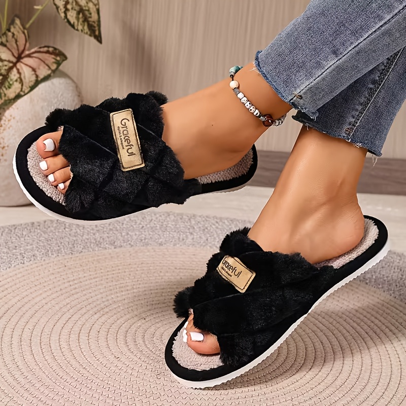 TEMU Women's Cozy Fleece-lined Winter Indoor Slippers - Non-slip Eva Sole & Soft Pp Upper Suitable For, & Floors - Warm Cushioned , Machine Washable
