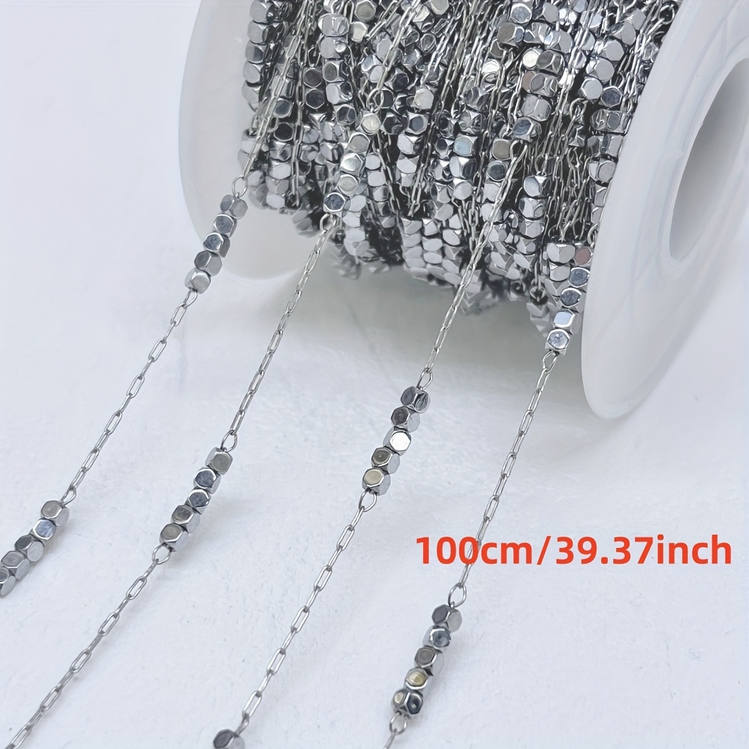 Image of 100cm/39.37 Inch Easy And Fashionable Small Square Goldenen Chain Niche Design Jewelry Making Necklace, Bracelet, Earring Design And Jewelry Additions 1pc