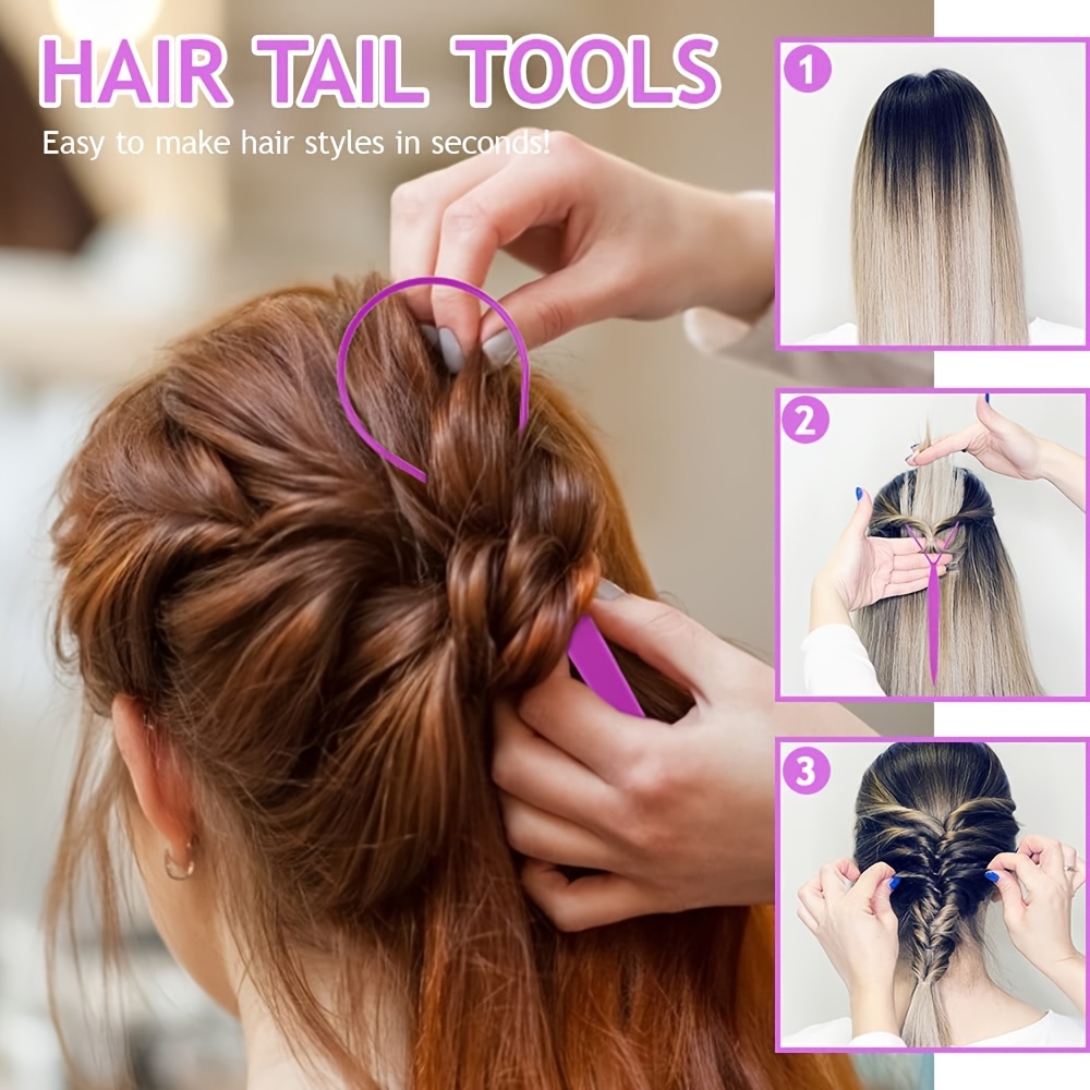 braiding tool 3pcs set steel needle pointed tail highlighting comb long tail hair hook comb hair pulling needle hair picker light in volume     around change  