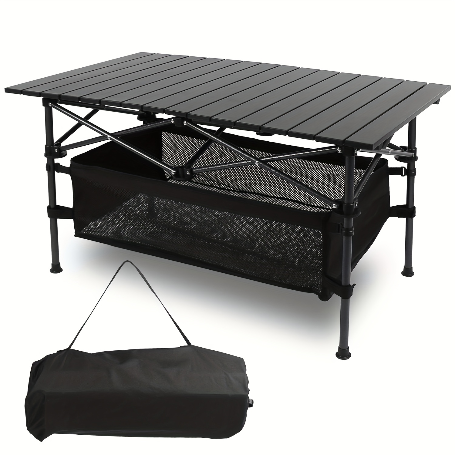 

Folding Camping Table, Metal Top With Leg Base, Portable & Lightweight, With Storage And Carry Bag, For , Picnic, Camp, Boat, Travel, Backyard, Party, Bbq, Patio