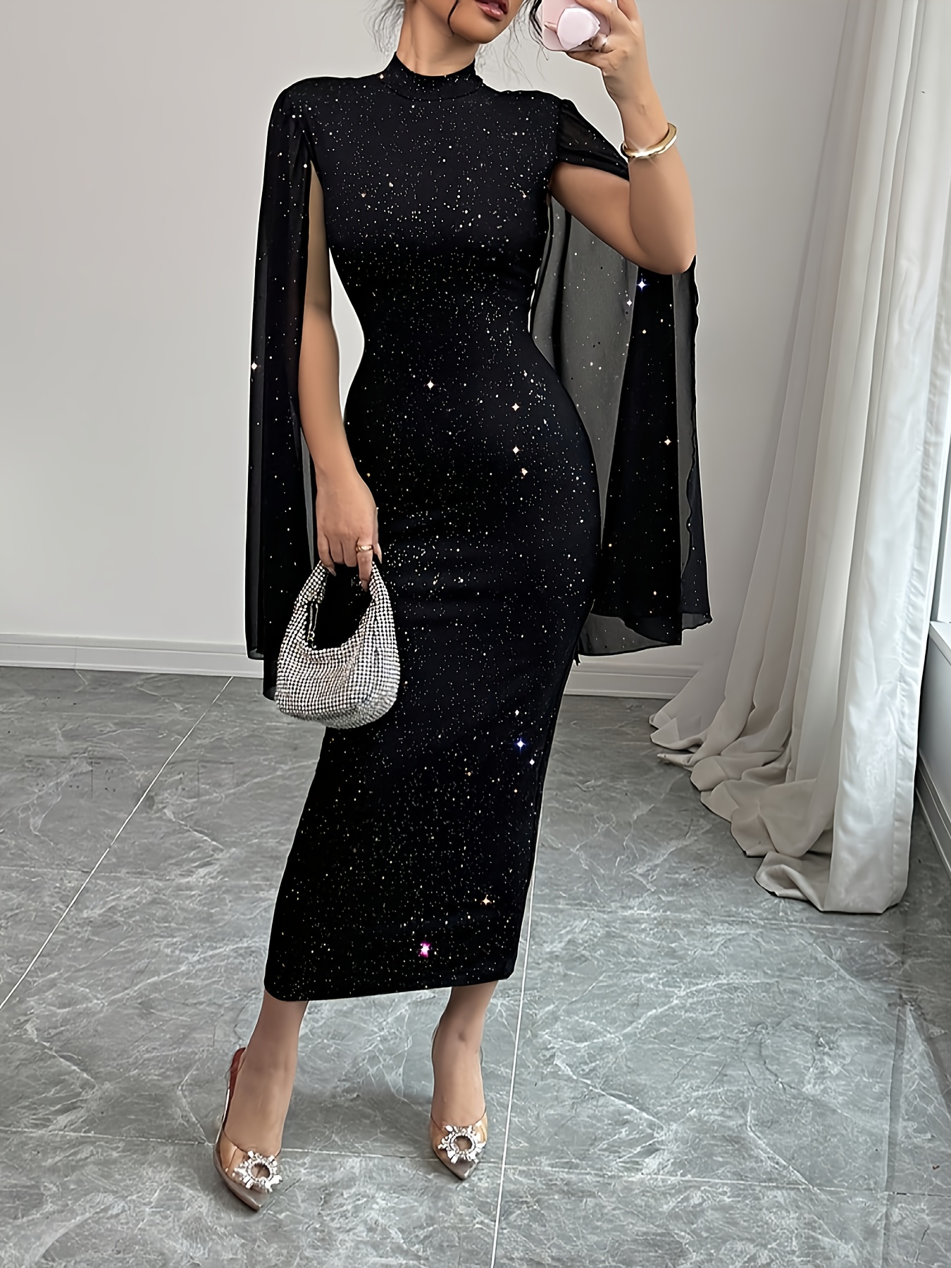 black sparkly dress flowy Amazon.com: Style Slant Collar Banquet High Waist Split Long Dress  Sparkling Dress (Black,Small) : Clothing, Shoes & Jewelry