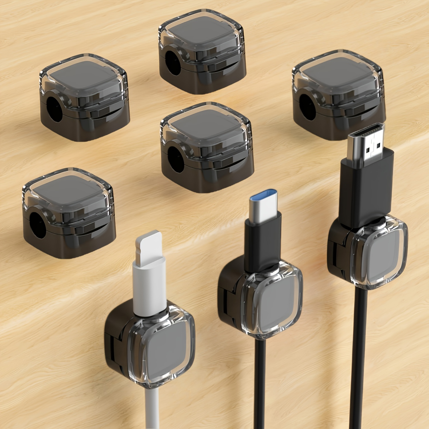 8-pack Magnetic Cable Clips, Adjustable Cord Holder For Under Desk Cable Manasynthetic Gemstoneent, Adhesive Charger Wire Organizer Keeper For Home Office Desk Phone Wall Desktop Nightstand.