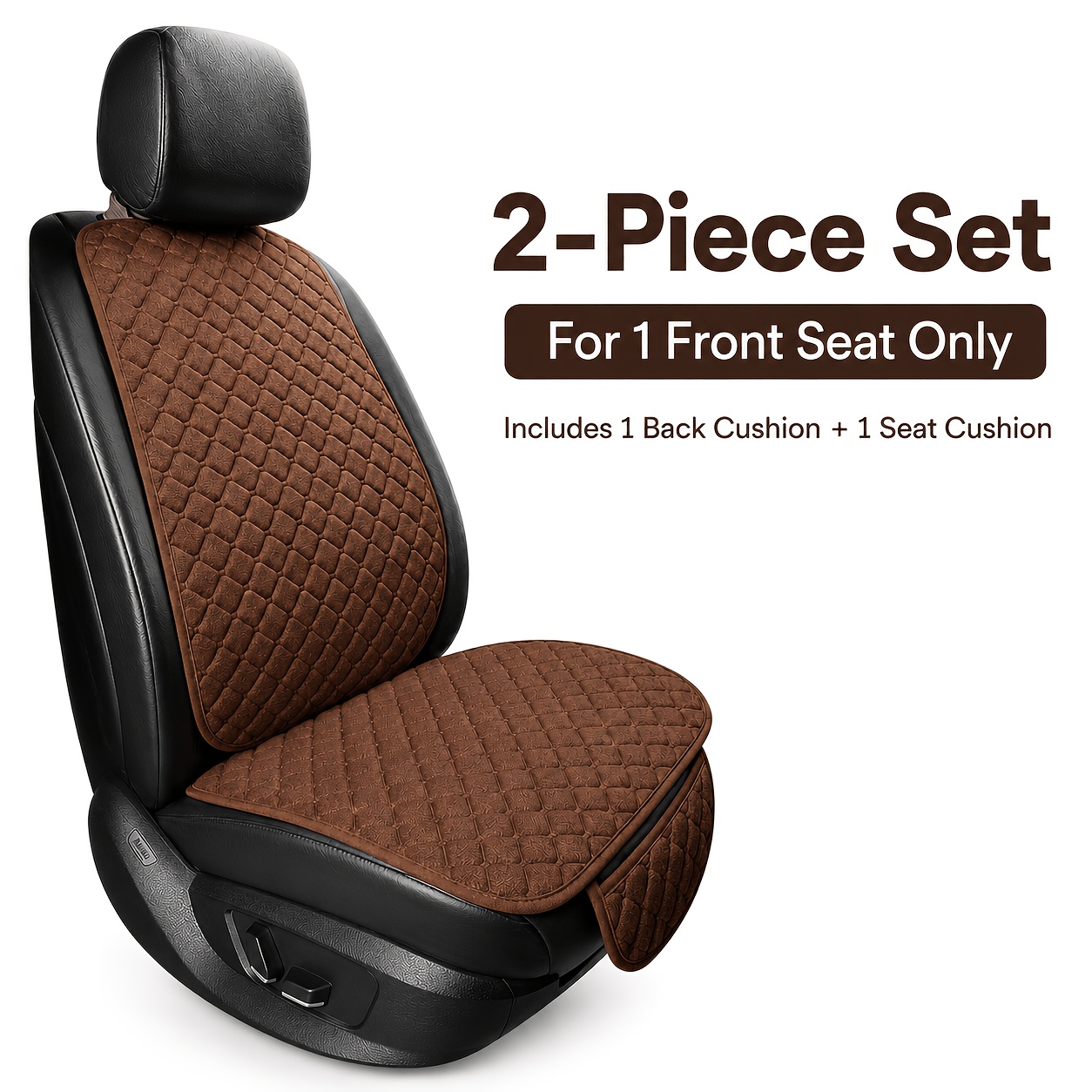 TEMU Ensemble de coussins de siège de voiture en lin 2 pièces, comprenant 1 coussin de siège et 1 coussin de , convient uniquement au siège , coussin