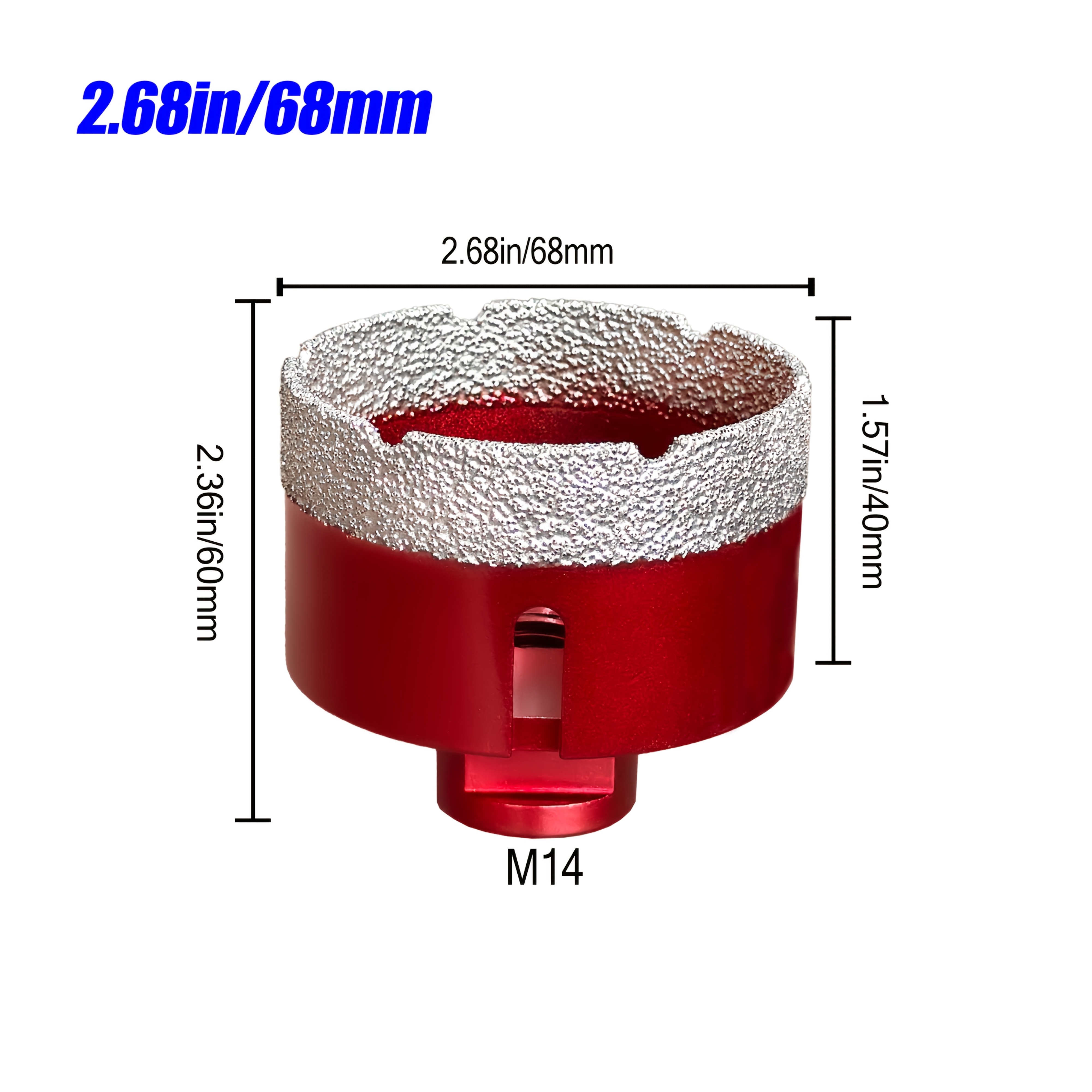 Image of Red M14 Brazed Diamond Drill Bit, Sharp Wear-resistant Hole Cutter For Ceramic, Granite, Marble, Porcelain Tile And Glass Hole Enlargement