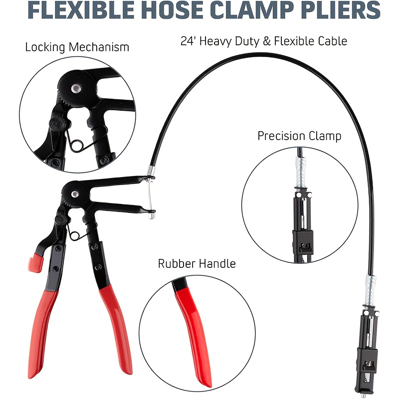 a set of 9 hose clamp pliers featuring long handled pliers for automotive use straight throat style clamp pliers and bent wire clip pliers designed for removing water hoses and automotive coolant radiator heaters Product details 3