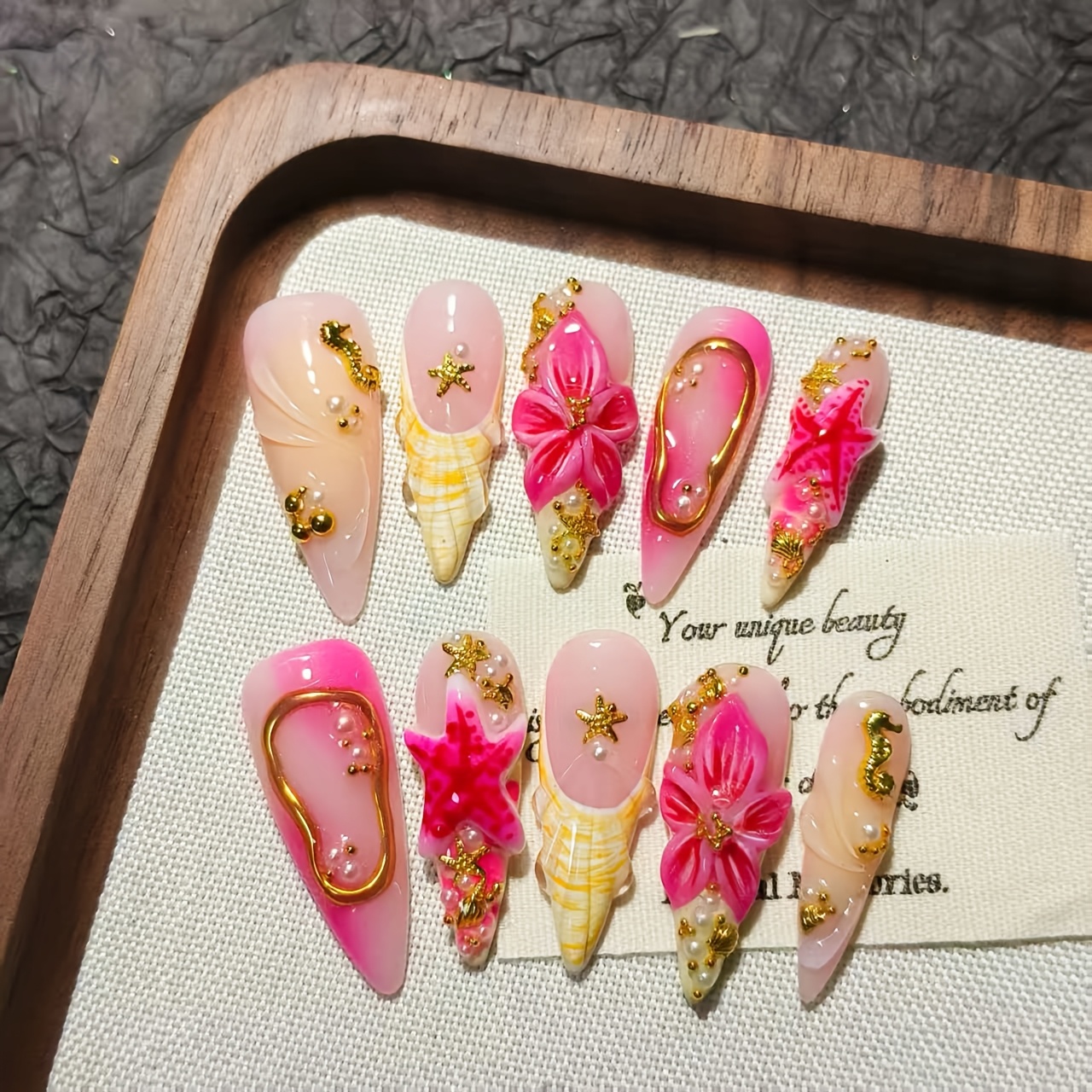 set of 10 reusable full coverage press on nails for women featuring ombre gradient and 3d   design gentle and sophisticated   beach outfits suitable for daily wear commuting and dates