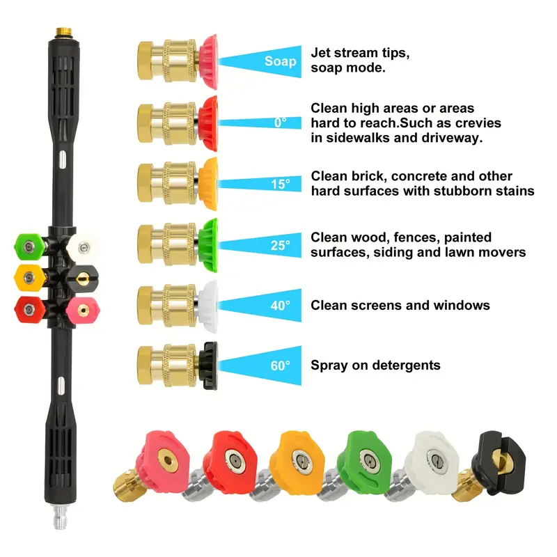 4000 PSI High Pressure Washer Extension Wand With 5 Nozzle Tips - Replacement Lance
