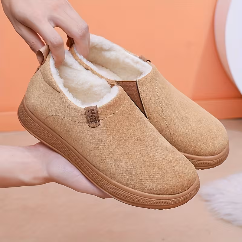 winter new mens fleece lined thickened warm snow boots versatile solid color slip on casual shoes Product details 5