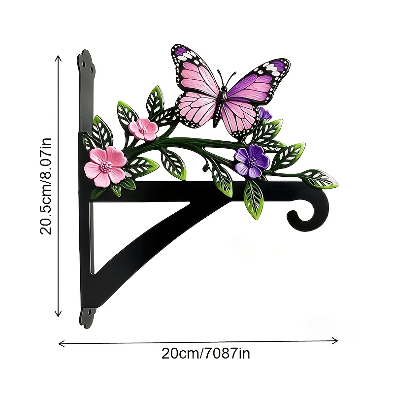 E-shop Hängende Halterung aus Schmiedeeisen mit Schmetterlings- Blumenmalerei, Wandhaken im europäischen amerikanischen Landhausstil mit
