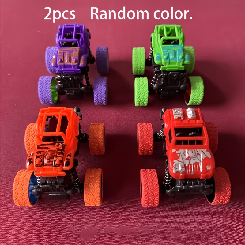TEMU 2pcs Random Color Enormous Suitable For Boys, Rear Pull-out Vehicle, Suitable For Young Children, 360° Rotating 4-wheel Drive Durable Friction