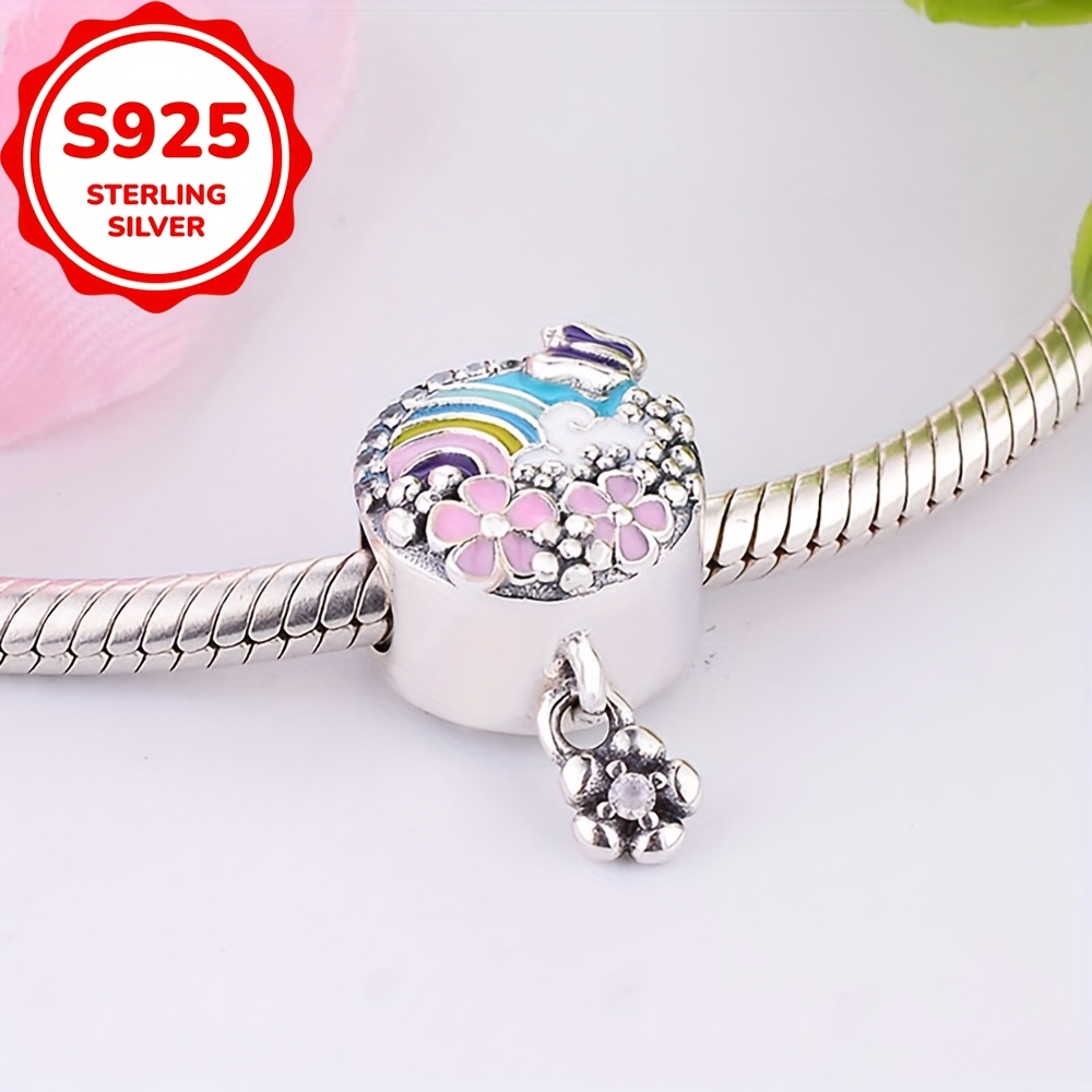 925 Sterling Silver Spring & Summer Flower Rainbow Charm