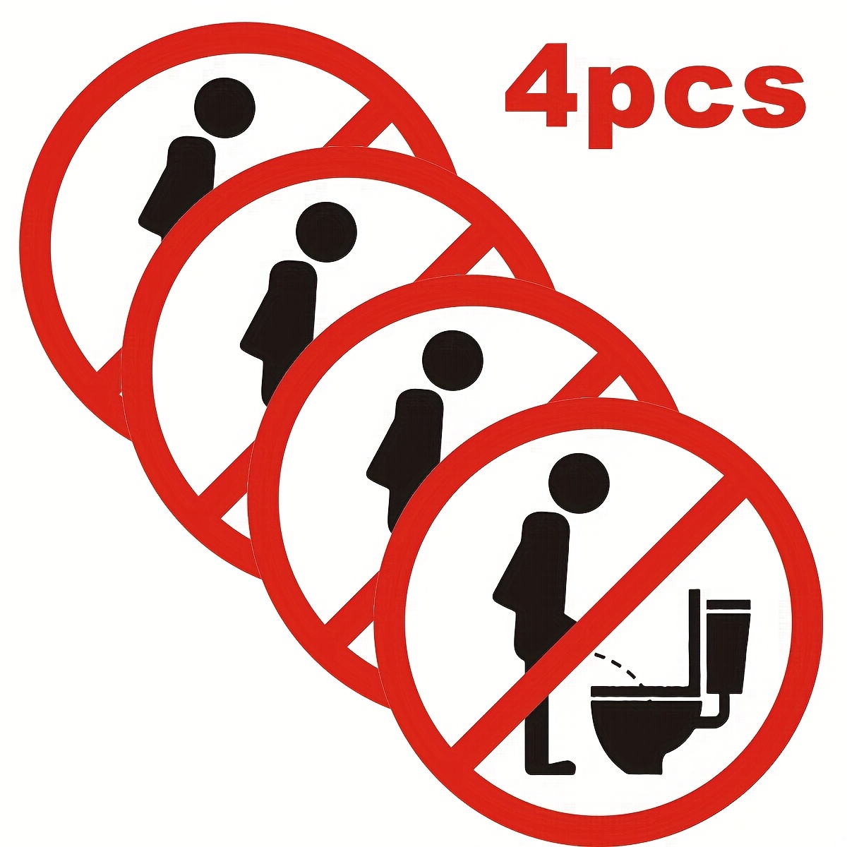 4pcs No Peeing Stickers, Suitable For Bathroom, Toilet, And Other Areas, 3.93 Inches