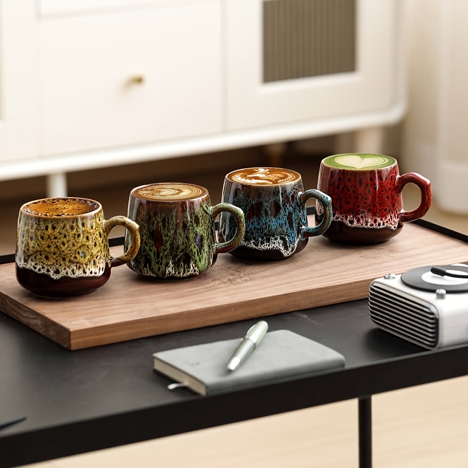 2 4pcs set of kiln transformation ceramic mugs with handles 350ml 4   coffee cup set milk cup water cup     suitable for office and dining ideal holiday gift for new year ramadan valentines day womens