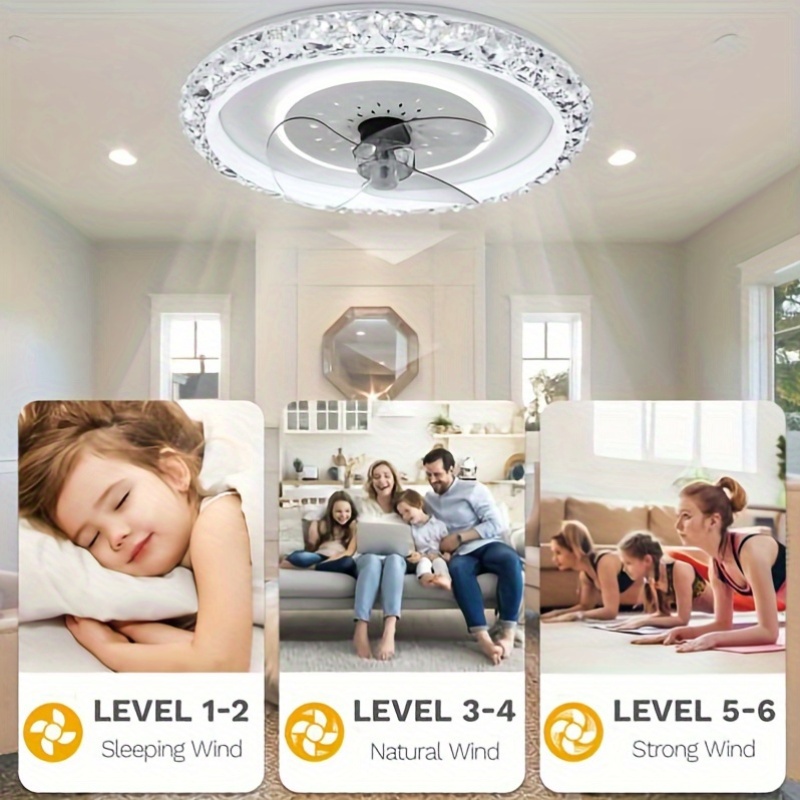 

Shop 20" Low Profile Ceiling Fans With Light And , Flush Mount Ceiling Fan Reversible Dimmable Fan Light Stepless Dimming Light For Bedroom, Living Room, Kitchen