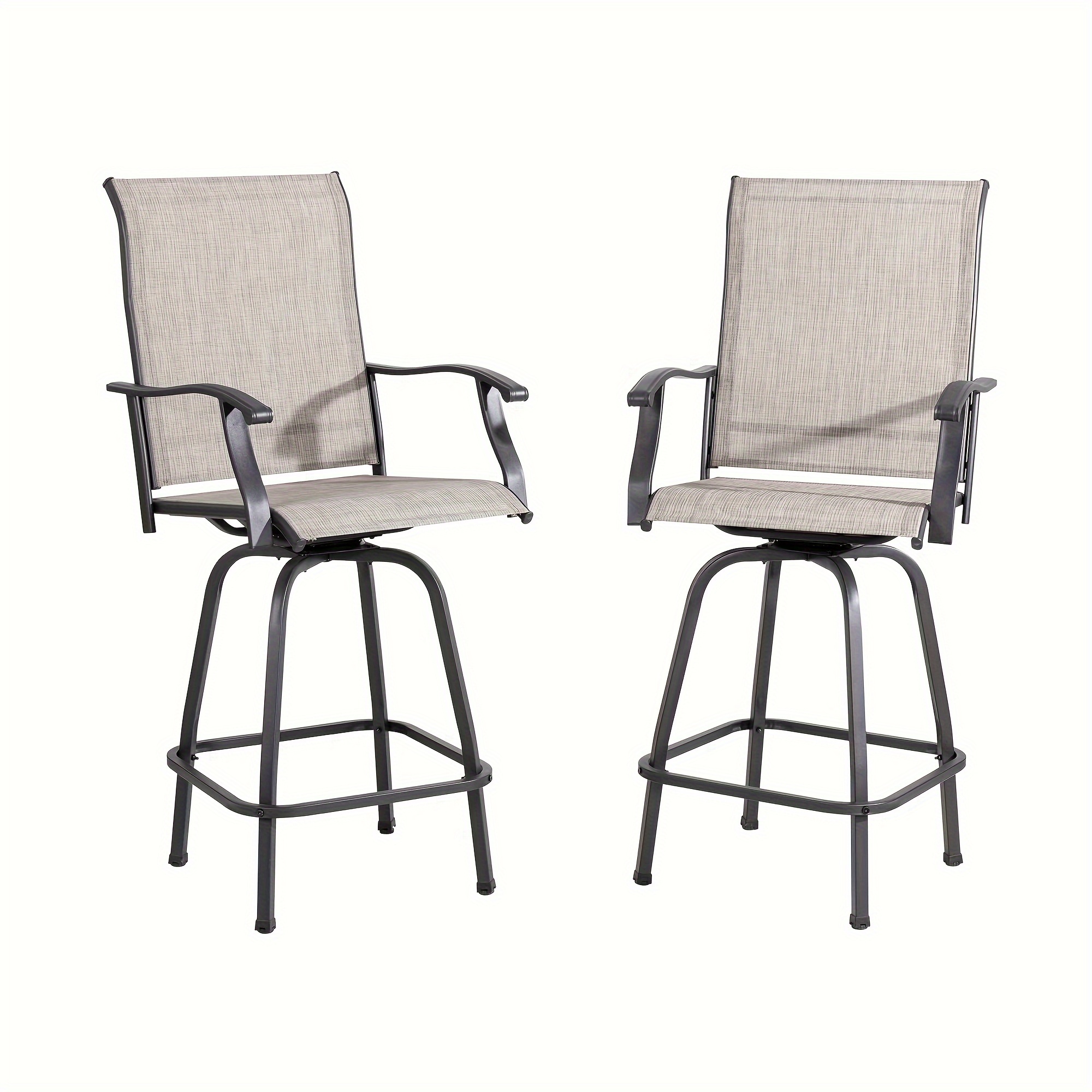 

Celebalcony 2 Piece Patio Swivel Bar Chairs, All Weather Metal Textile High Swivel Bar Stools Chairs, Outdoor High Top Bistro Set For Backyard, Lawn Garden, Balcony, Taupe