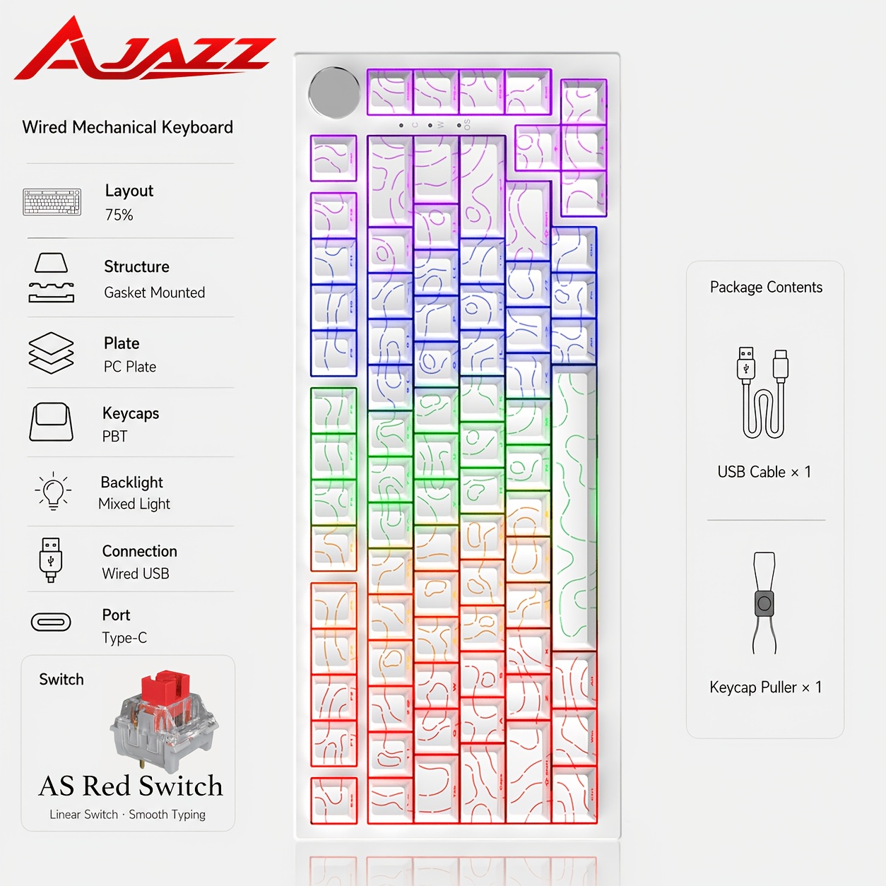 ak820 75 wired mechanical gaming keyboard volume knob - Temu
