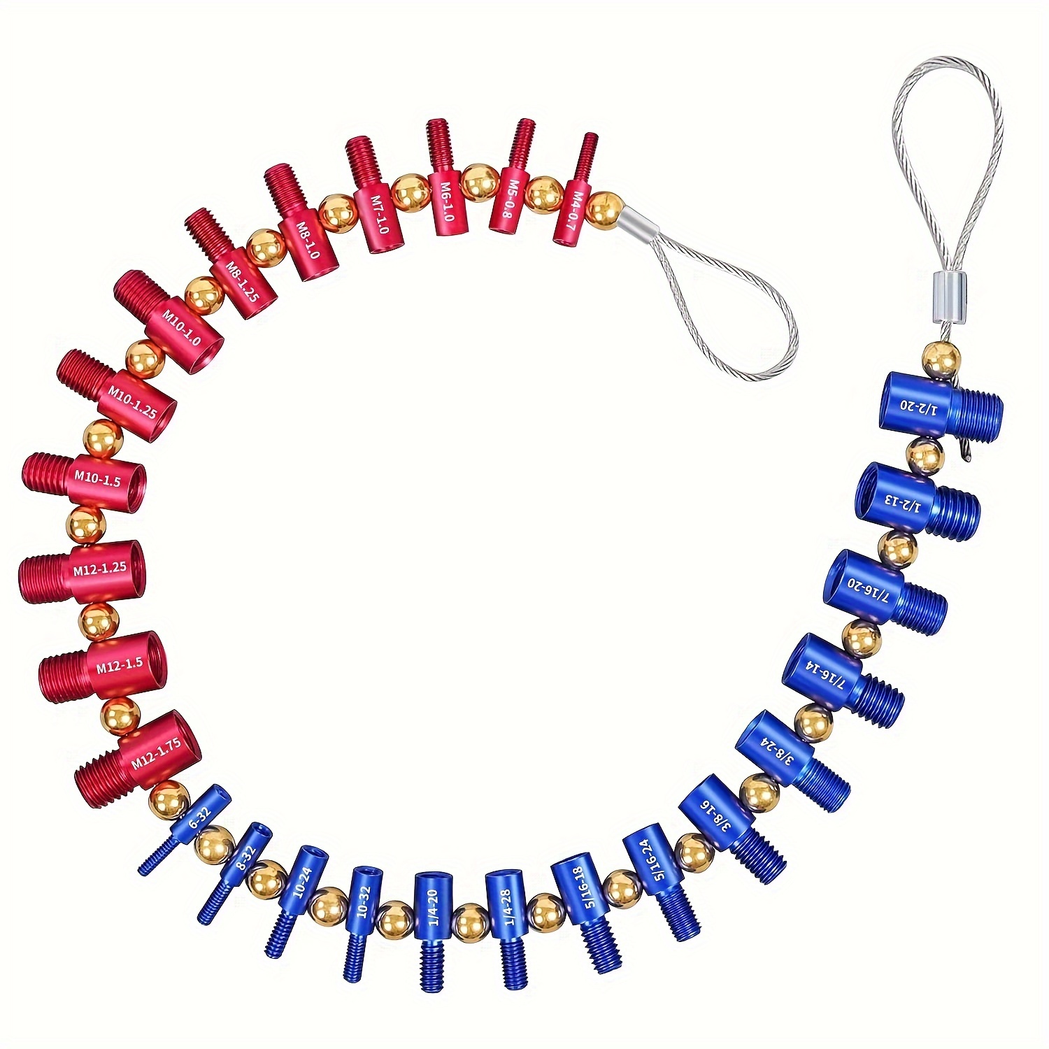 

1pc Nut And Bolt Thread Checker With Wire Lanyard, 26 Male/female Gauges, 14 Standard (inch) & 12 Metric Sizes, Detachable, Red & Blue, Thread Size Gauge Tool For Measuring Bolt Or Hole Threads