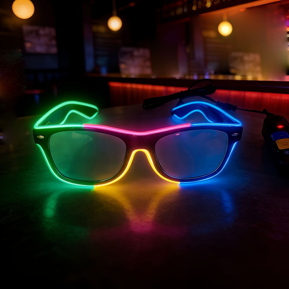 1 Set de Ochelari LED Colorati cu Efect de Lumina, Ochelari Fluorescenti pentru Petreceri, Design Multicolor Segmentat cu Efect de Lumina, Adaugeri Esentiale pentru Petreceri la Festivaluri de Muzica EDM, Halloween si Cosplay (Fara Baterii)