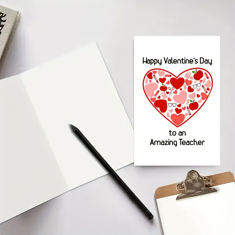 

Valentine's Day Card For Teachers - Heart-shaped With And Strawberries, "happy Valentine's Day To An Amazing Teacher" Message, Includes Envelope, Celebrating Teacher Appreciation