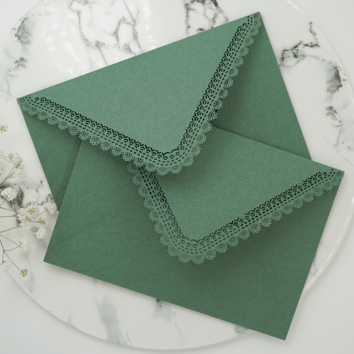 TEMU 2pcs Elegant Carved Lace Triangle Envelopes For Letters, Invitations, Greeting Cards, Wedding Invitations - , Thanksgiving, Weddings, Birthdays,