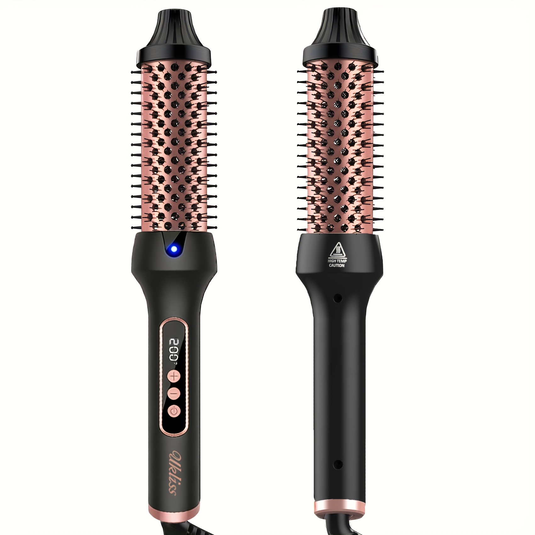 Image of Ukliss Heated Hair Curling Brush With Ceramic & Round Suitable For Volume, Heat Styling Iron For Curly/wavy Hair, -type Plug For Eu Voltage, &, Hair Curler Thermal Brush For Salon Use